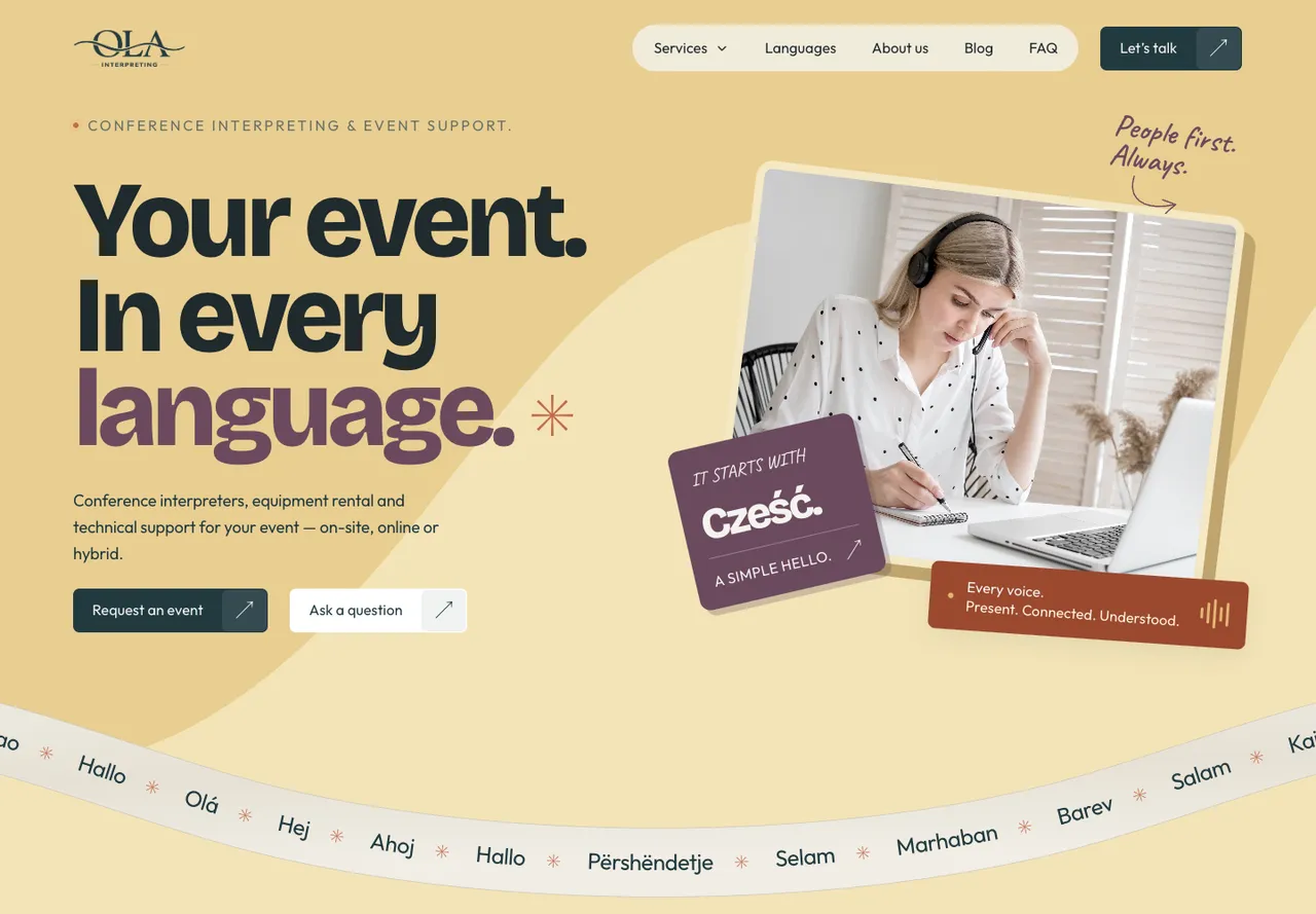 Zrzut podglądu projektu OLA Interpreting